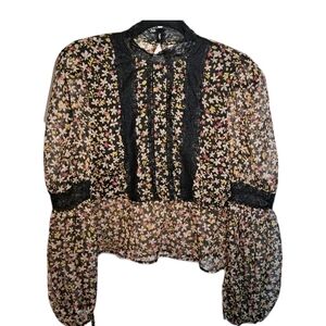 Whimsical Fairy/ Fairy Grunge Topshop Multicolor Floral Lace Blouse Size 4 Lace